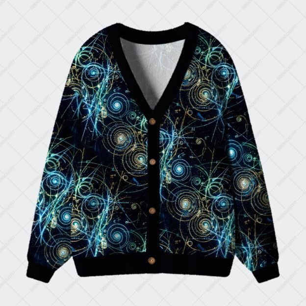 Quantum Spiral Geek Ugly Cardigan Sweaters 