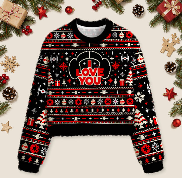 I Love You Geek Women's Fuzzy Fleece Cropped Sweater