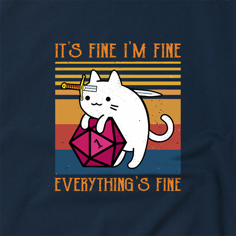 Cat It's Fine I'm Fine Everything's Fine Geek Retro Raglan T-Shirt