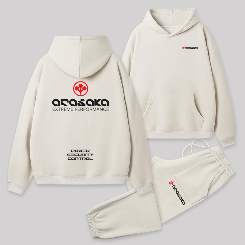 Arasaka Front and Back Printed Geek Fleece Hoodie Set