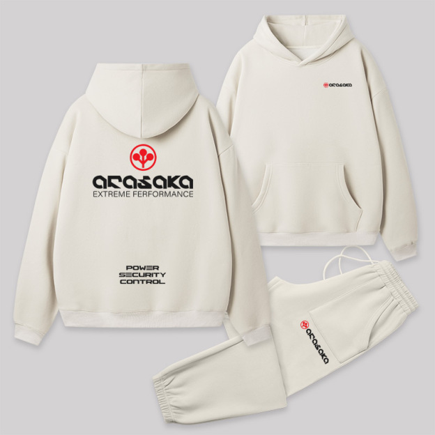 Arasaka Front and Back Printed Geek Fleece Hoodie Set