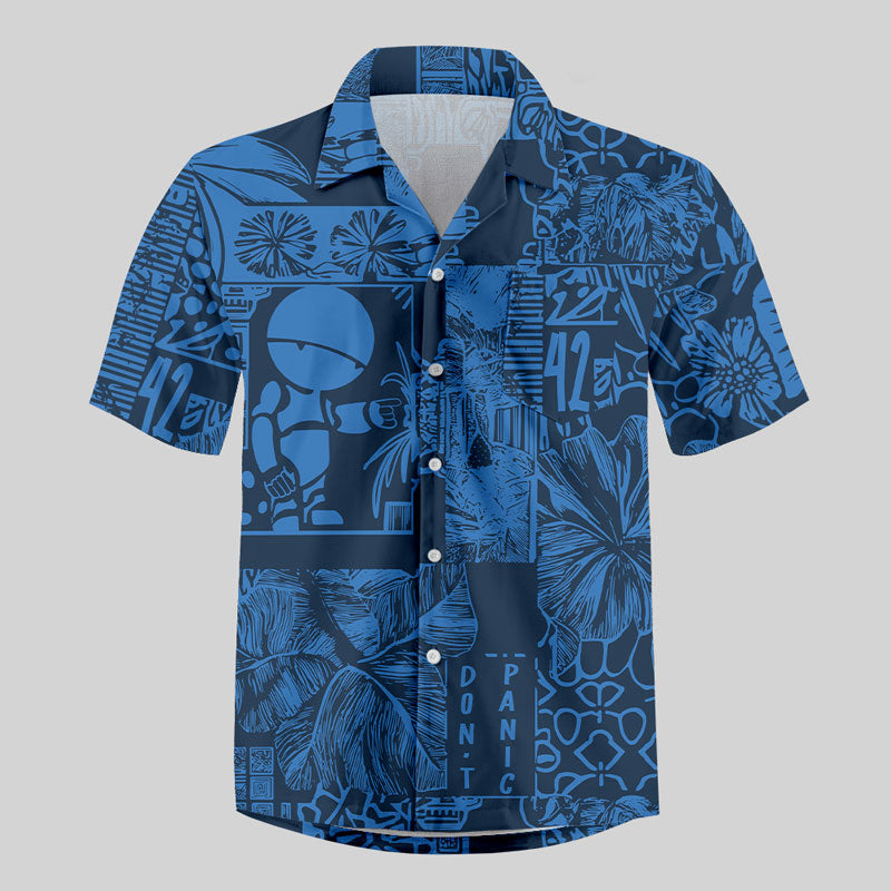Don't Panic Blue Button Up Pocket Shirt