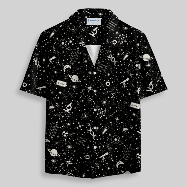 Scientific Cosmos Line Drawing Button Up Pocket Shirt