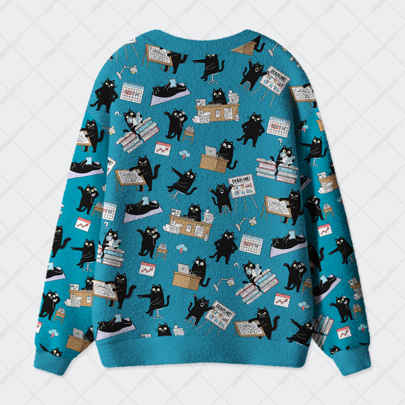 Geeksoutfit Busy Cat Chronicles Geek Ugly Cardigan Sweaters for Sale