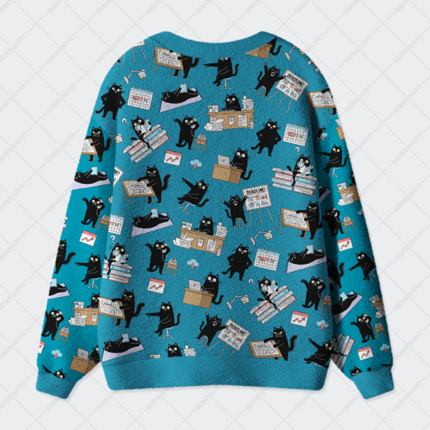 Busy Cat Chronicles Geek Ugly Cardigan Sweaters 