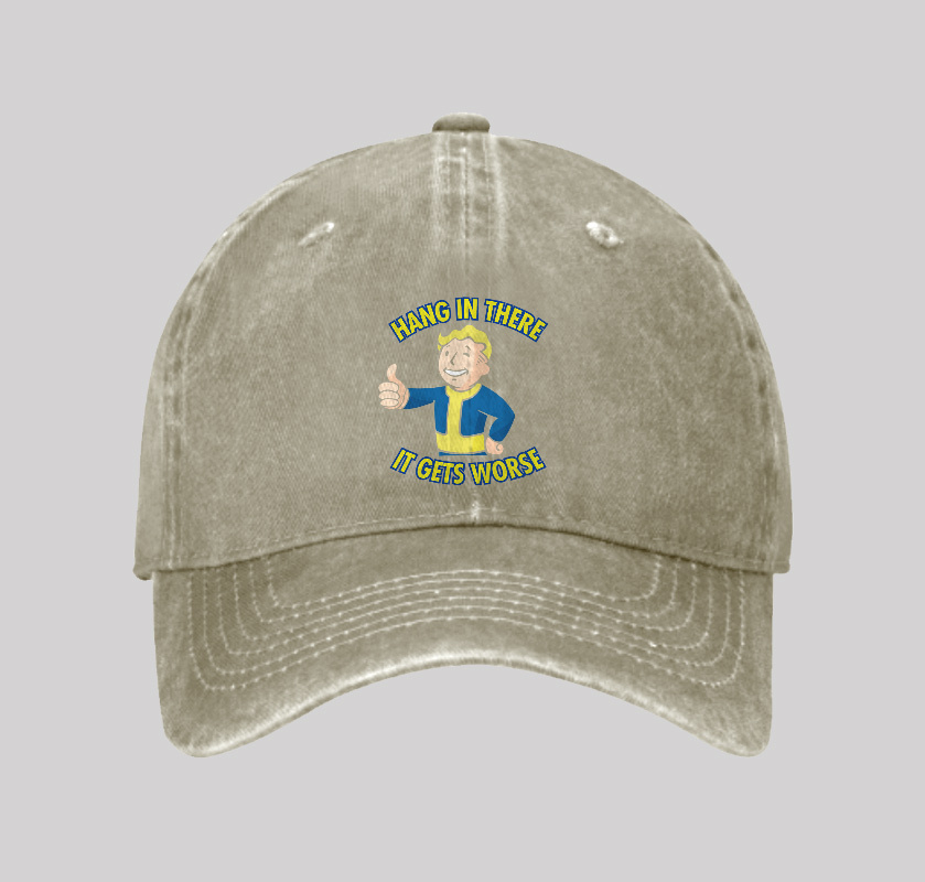 Hang In There It Gets Worse Washed Vintage Baseball Cap