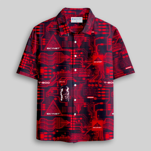 Skynet Circuit Board Button Up Pocket Shirt