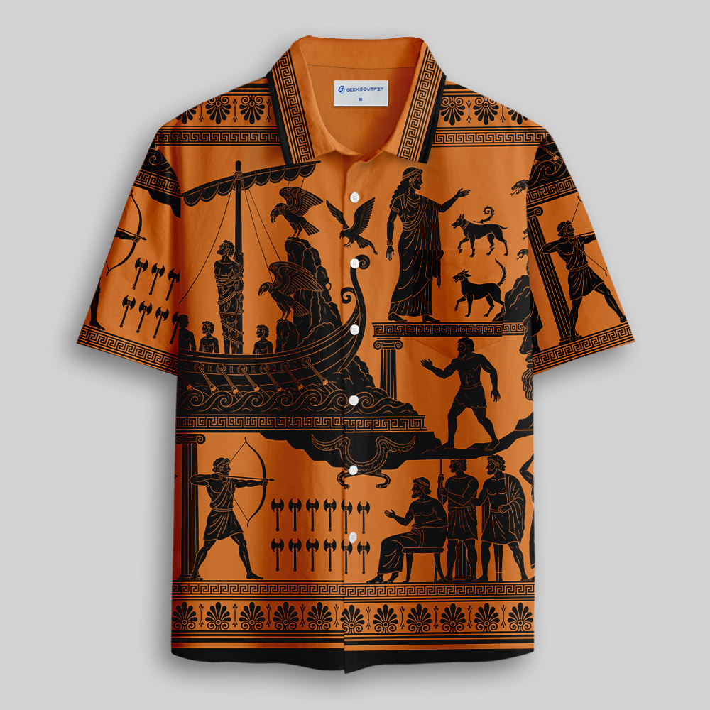 The Odyssey Greek Mythology Button Up Pocket Shirt