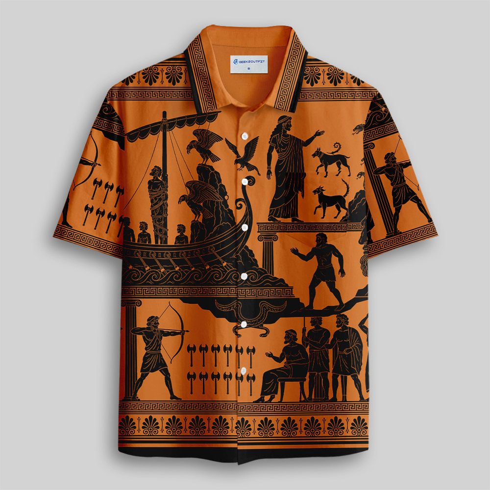 The Odyssey Greek Mythology Button Up Pocket Shirt