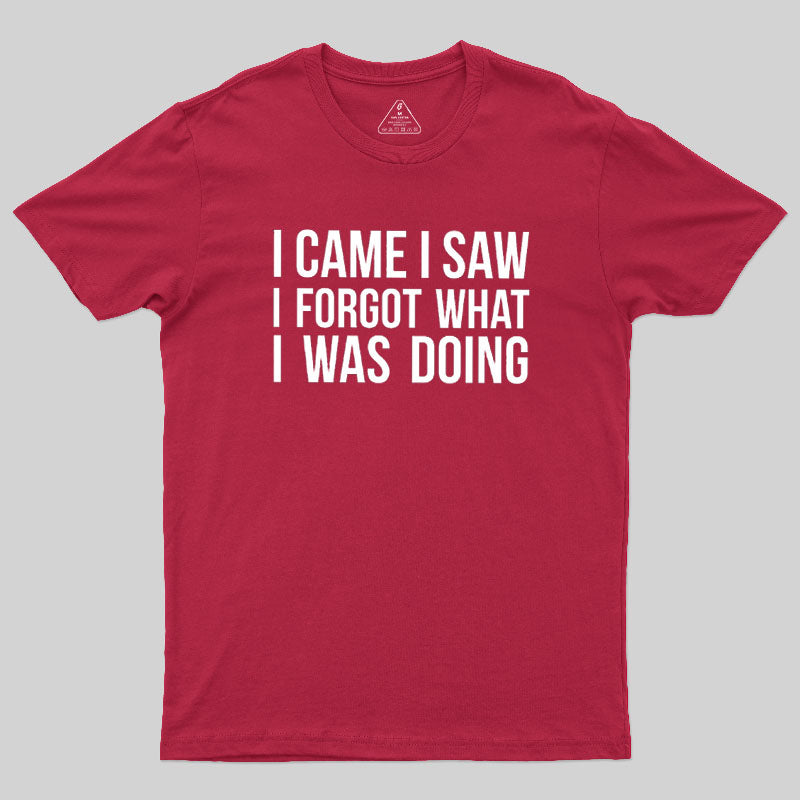 I Came I Saw I Forgot What I Was Doing Humor Joke Quote Geek T-Shirt