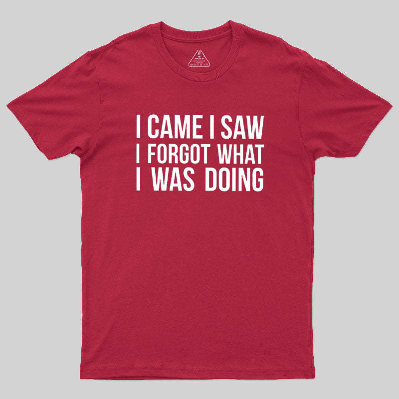 I Came I Saw I Forgot What I Was Doing Humor Joke Quote Geek T-Shirt