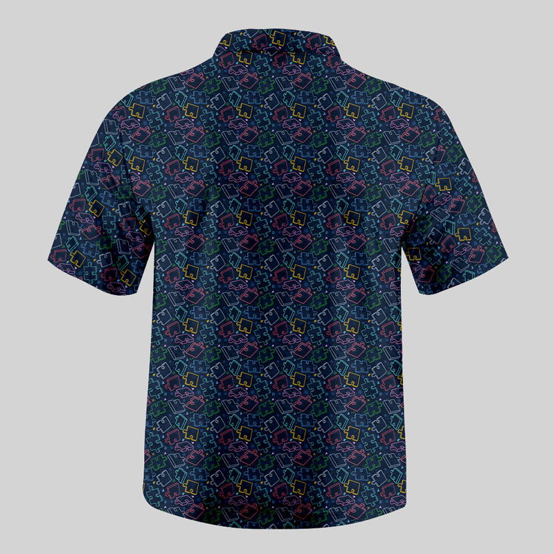 Puzzle Pieces Button Up Pocket Shirt