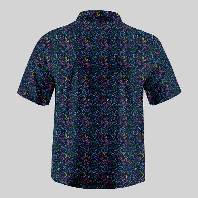 Puzzle Pieces Button Up Pocket Shirt