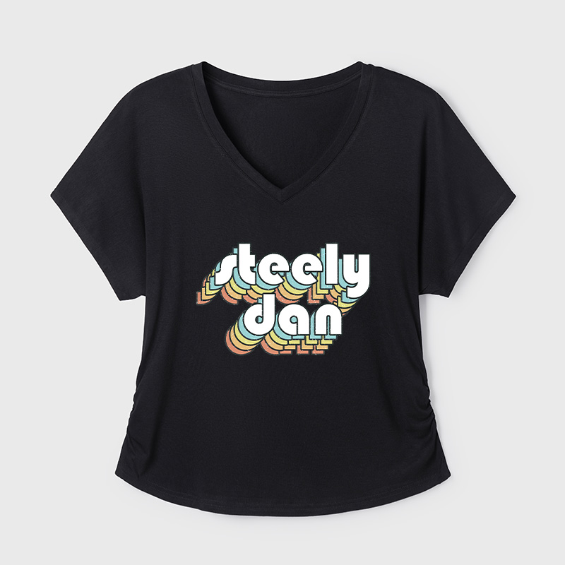 Steely Dan Retro Faded-Style Geek Dolman Sleeve V-Neck Shirt