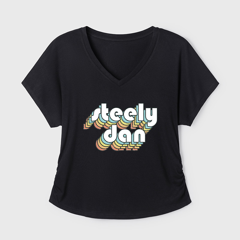 Steely Dan Retro Faded-Style Geek Dolman Sleeve V-Neck Shirt