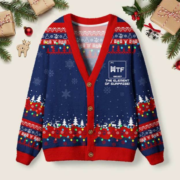 WTF Funny Geek Ugly Cardigan Sweaters