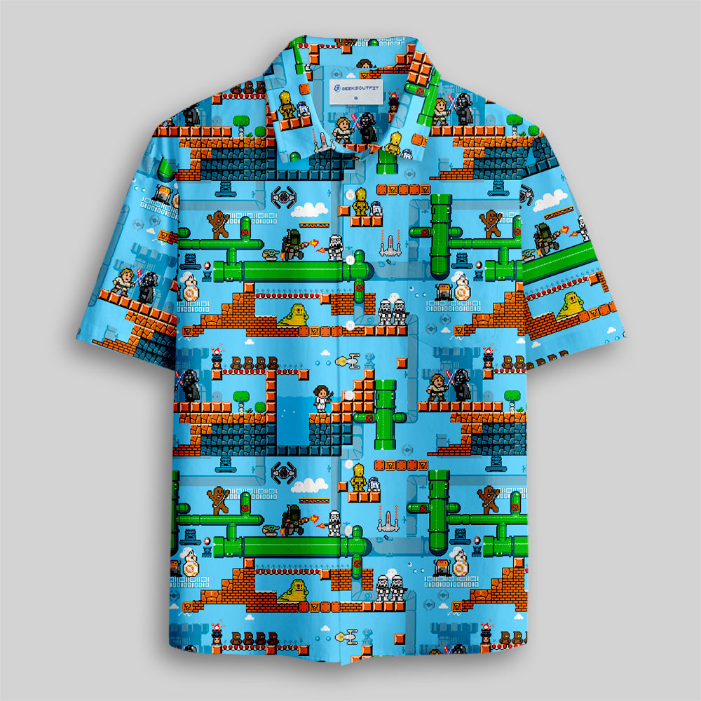Classic Plumber Game Button Up Pocket Shirt