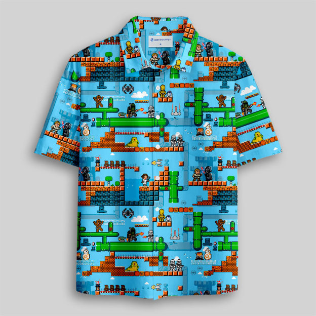 Classic Plumber Game Button Up Pocket Shirt