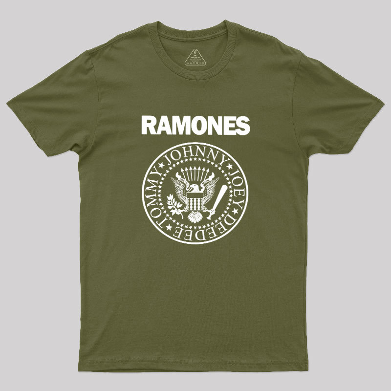 White Design of Ramones Geek T-Shirt