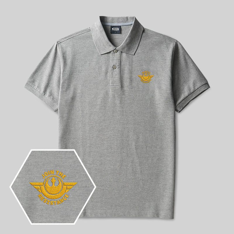 Join The Resistance Geek Embroidered Polo Shirts