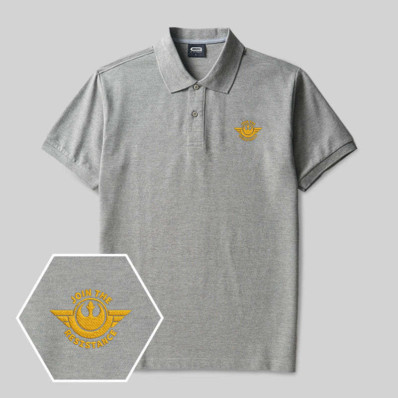 Join The Resistance Geek Embroidered Polo Shirts