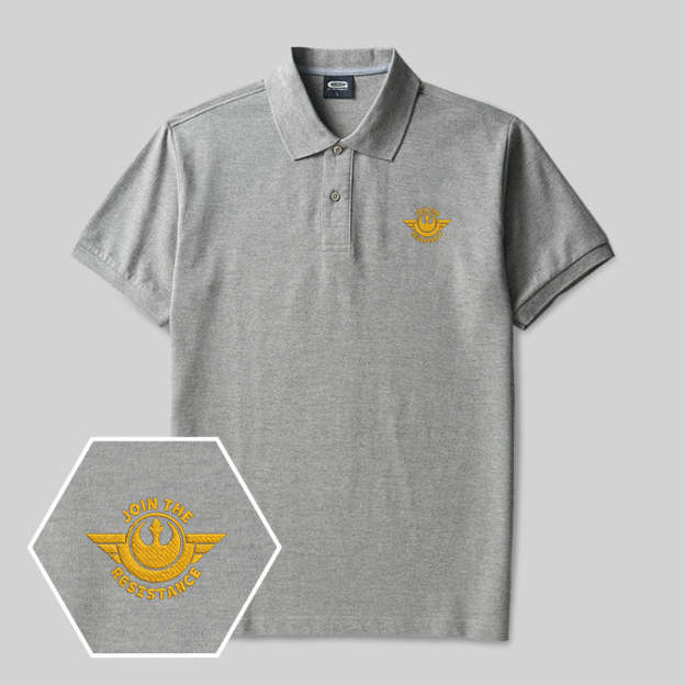Join The Resistance Geek Embroidered Polo Shirts