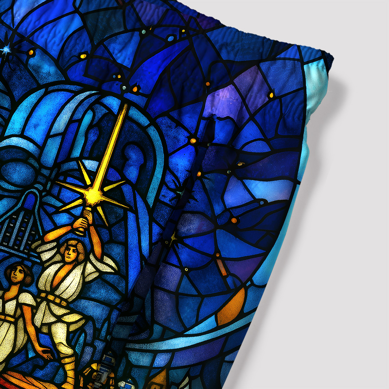Church Window Grilles Sci-Fi Space War Geek Hawaiian Swim Trunks