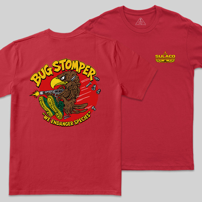 Bug Stomper Alien Front and Back Printed Geek T-Shirt