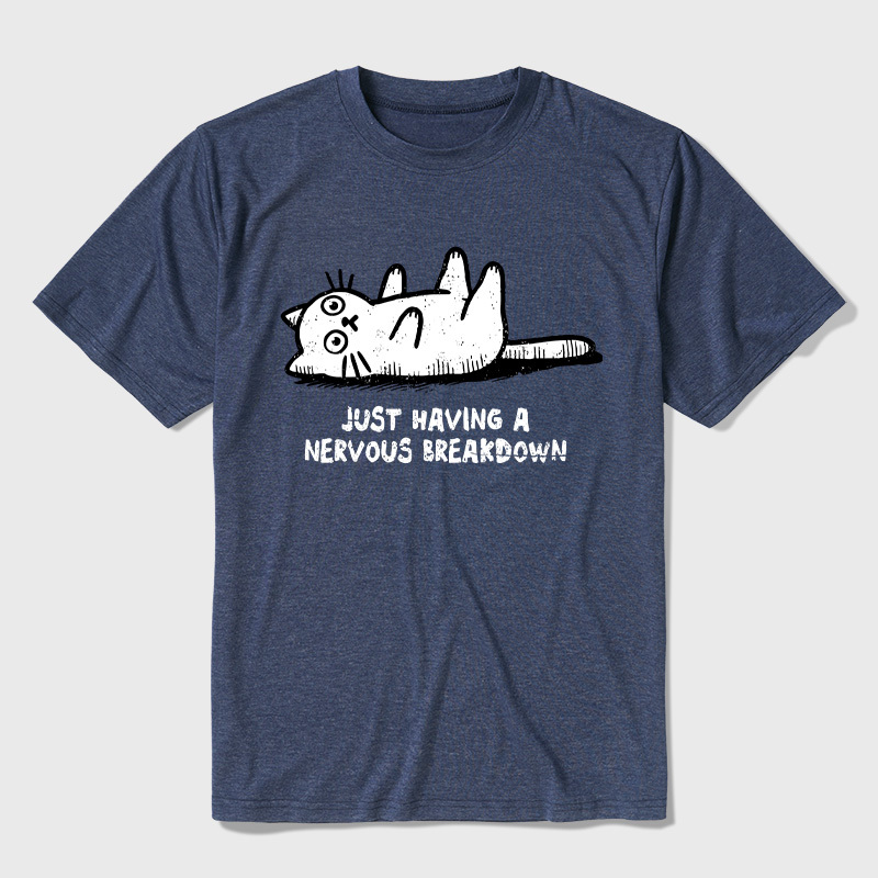 Nervous Breakdown Cat Ultra Soft Heather Tee