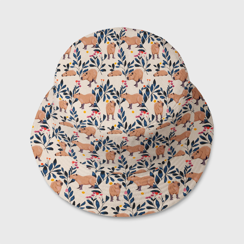 Capybara And Plants Geek Bucket Hat