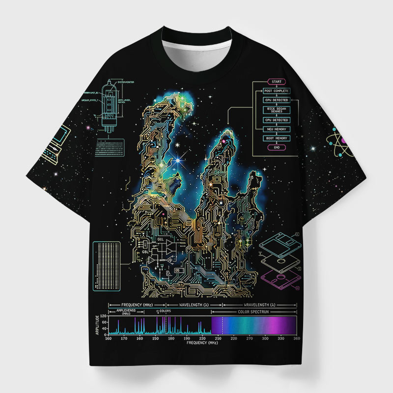 Digital Pillars Of Creation Geek Eco Oversized Graphic Tees