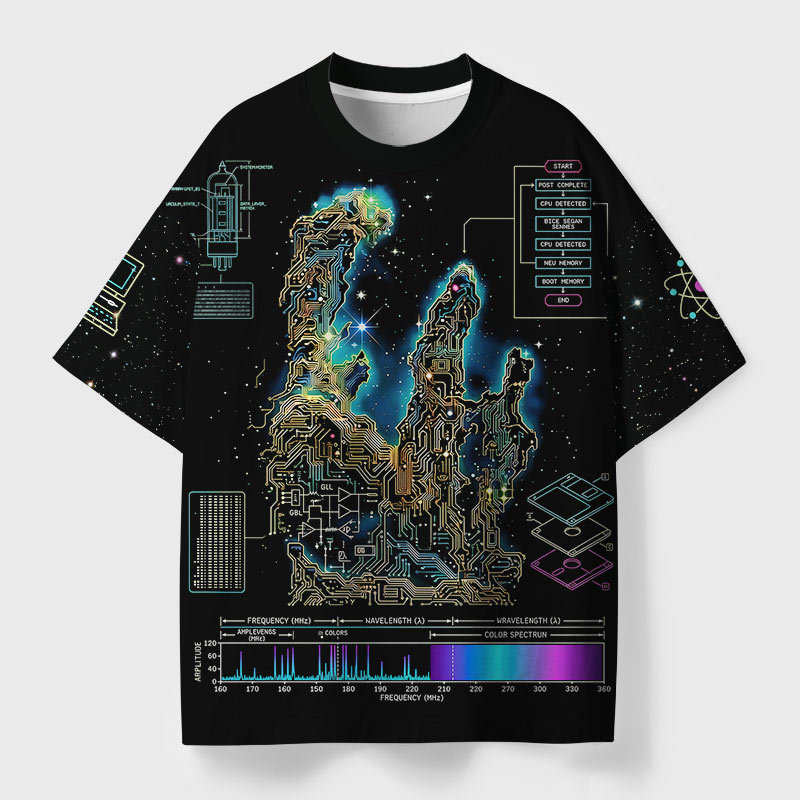 Digital Pillars Of Creation Geek Eco Oversized Graphic Tees