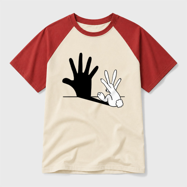Rabbit Hand Shadow Funny Geek Retro Raglan T-Shirt