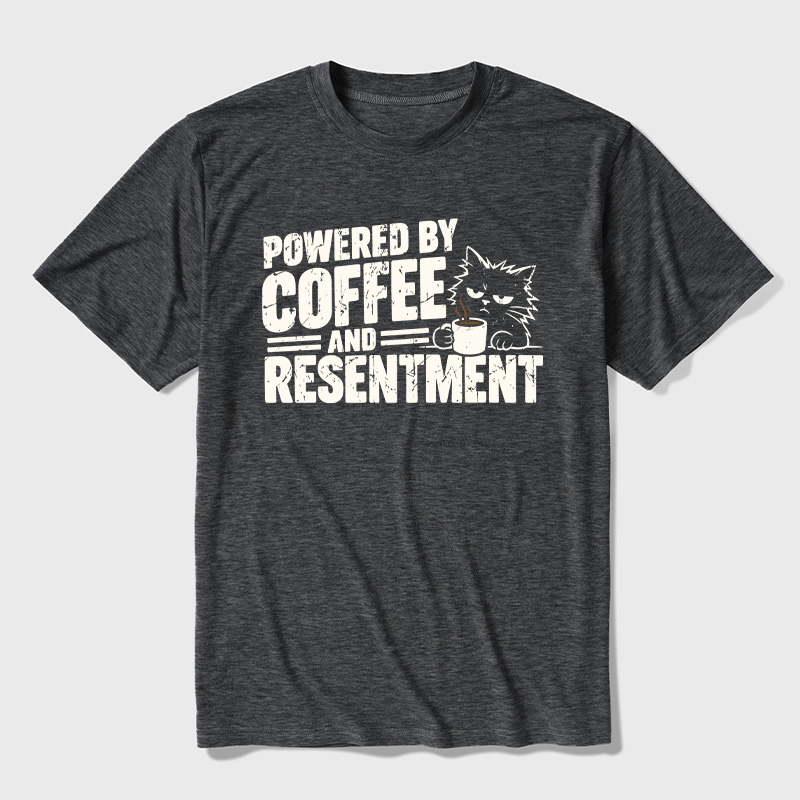 Powered by Coffee and Resentment Ultra Soft Heather Tee