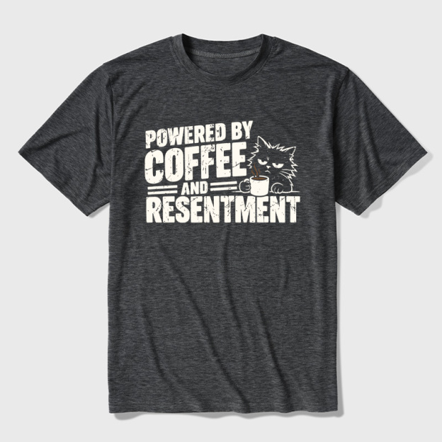 Powered by Coffee and Resentment Ultra Soft Heather Tee
