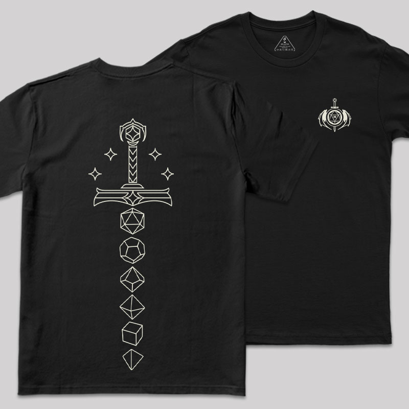 The Sword of Dice Front and Back Printing Geek T-Shirt