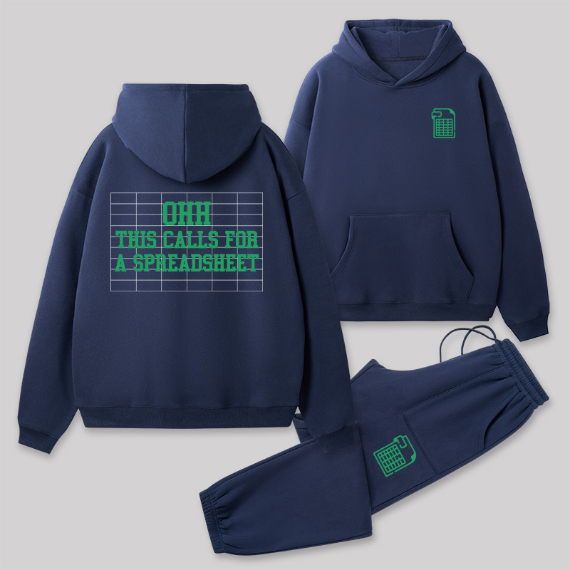 Ohh... This Calls For A Spreadsheet Front and Back Printed Geek Fleece Hoodie Set