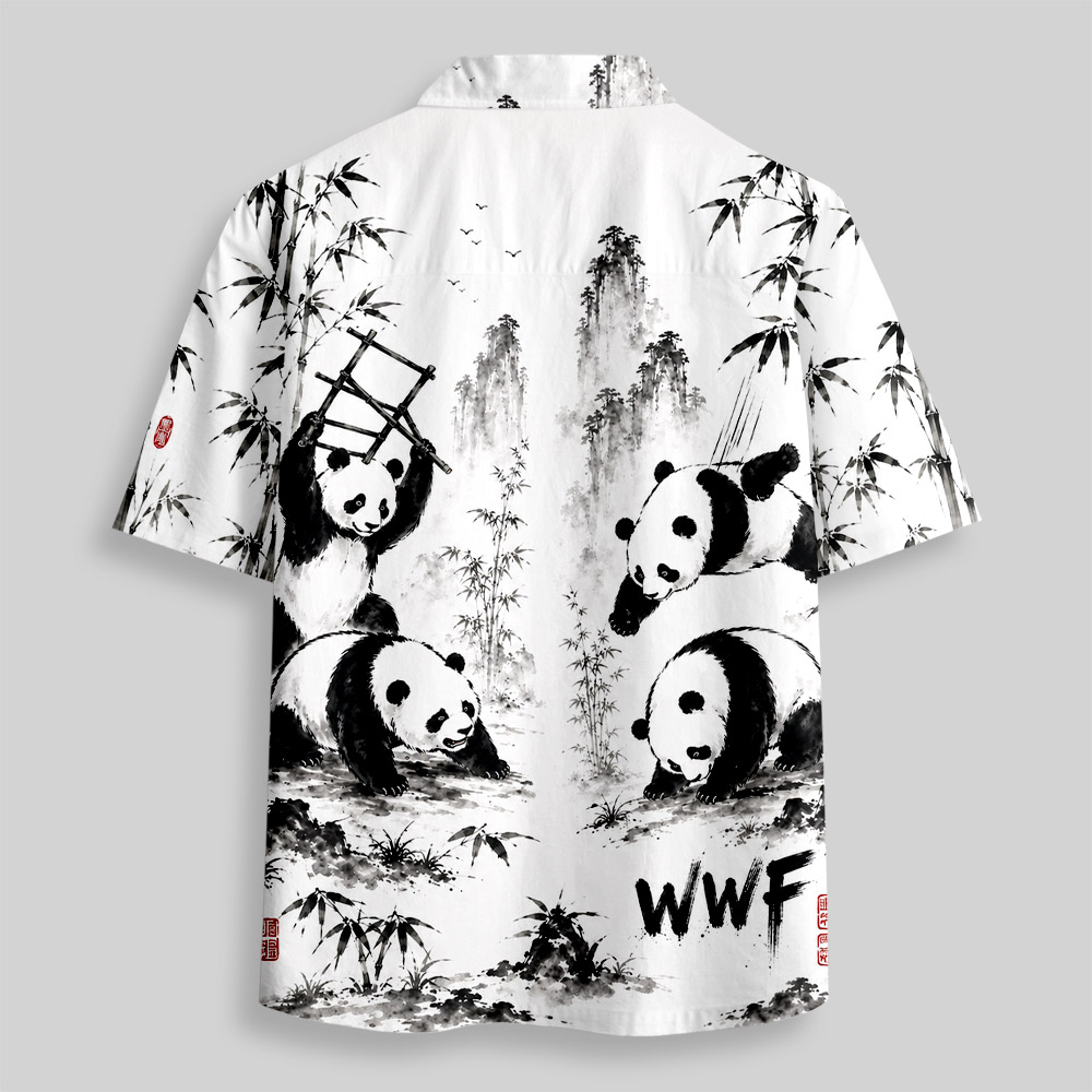 Bamboo Panda WWF Steel Ladder Wrestling Button Up Pocket Shirt
