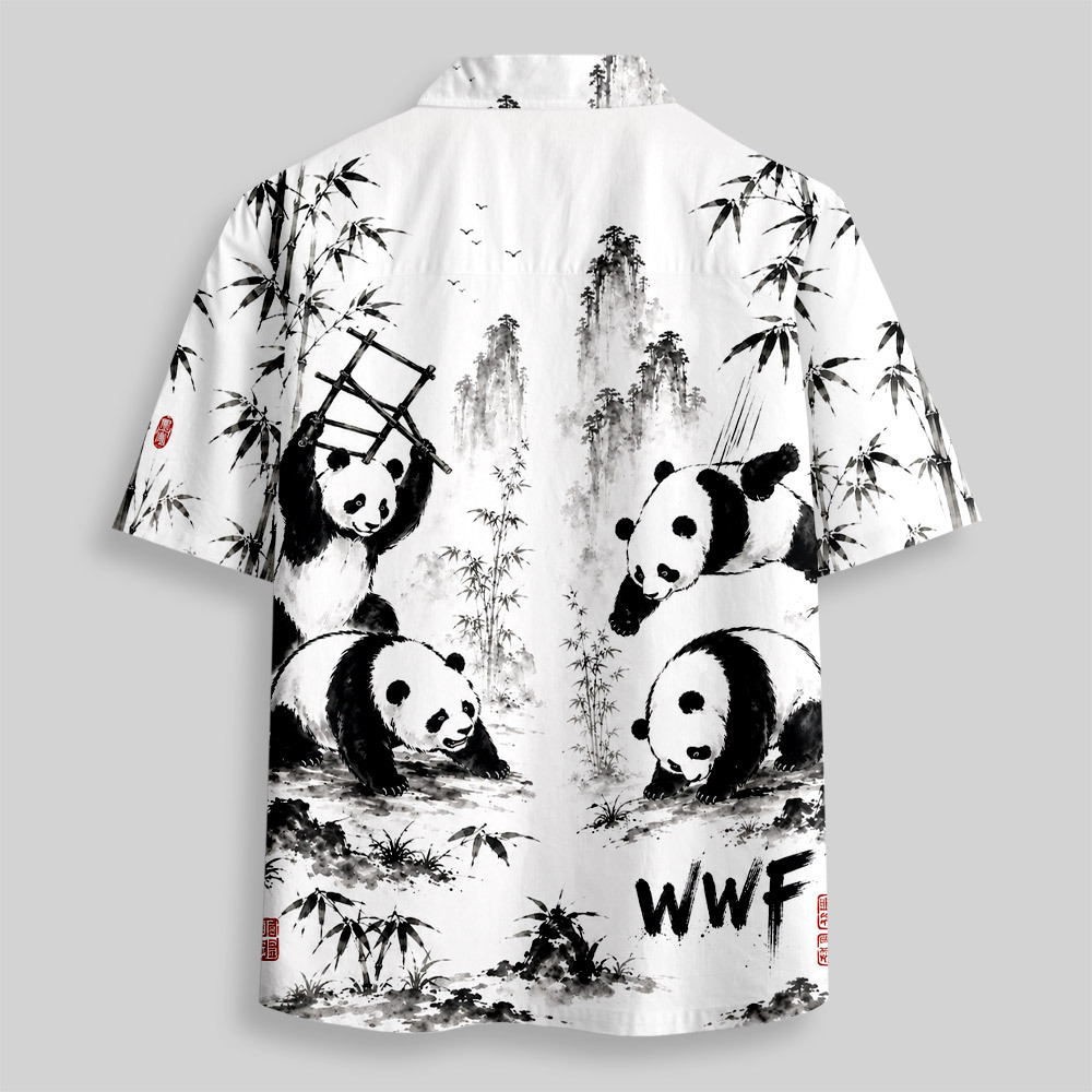 Bamboo Panda WWF Steel Ladder Wrestling Button Up Pocket Shirt