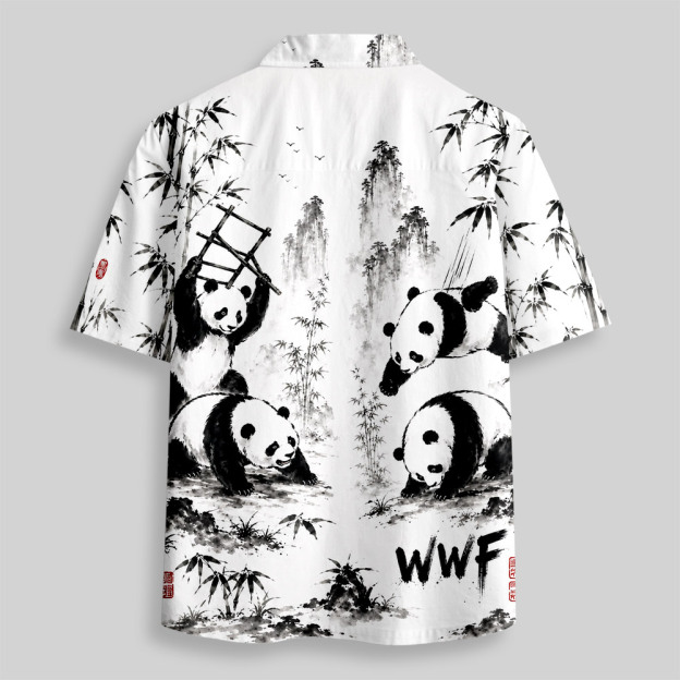 Bamboo Panda WWF Steel Ladder Wrestling Button Up Pocket Shirt