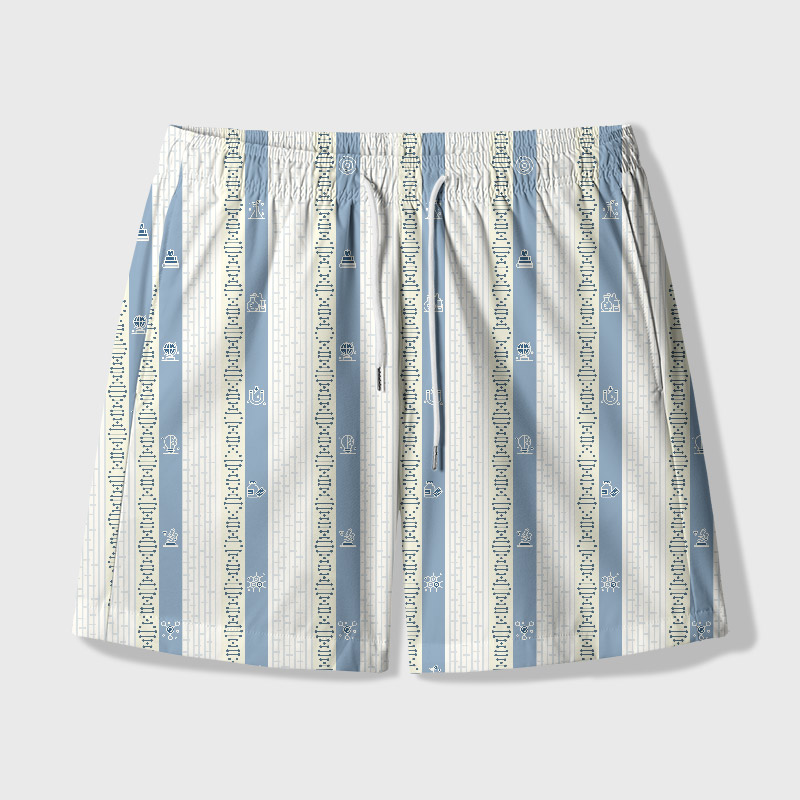 Molecular Strands Geek Hawaiian Swim Trunks