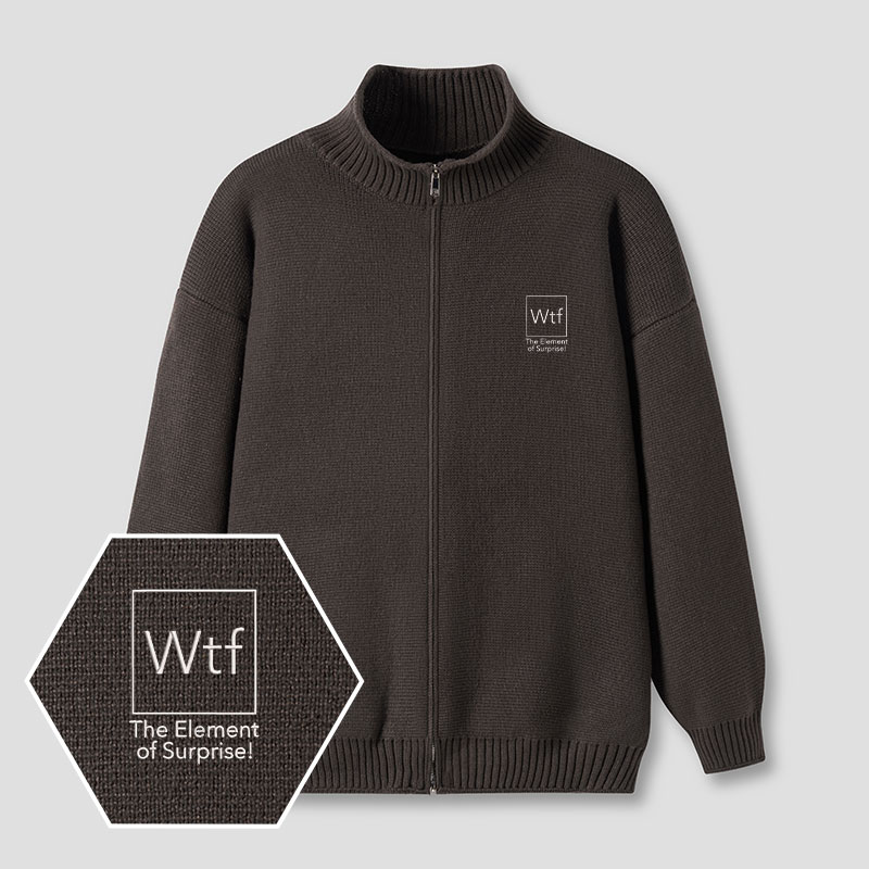 Wtf The Element of Surprise Embroidered Full‑Zip Cardigan