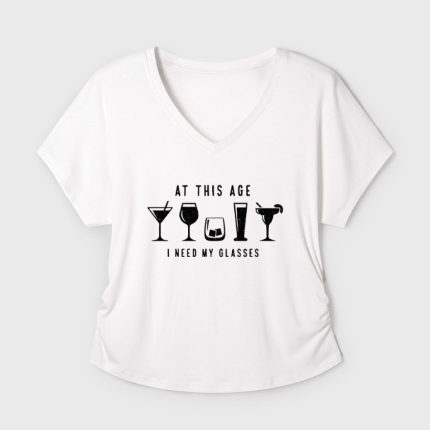 I Need My Glasses Geek Dolman Sleeve V-Neck Shirt