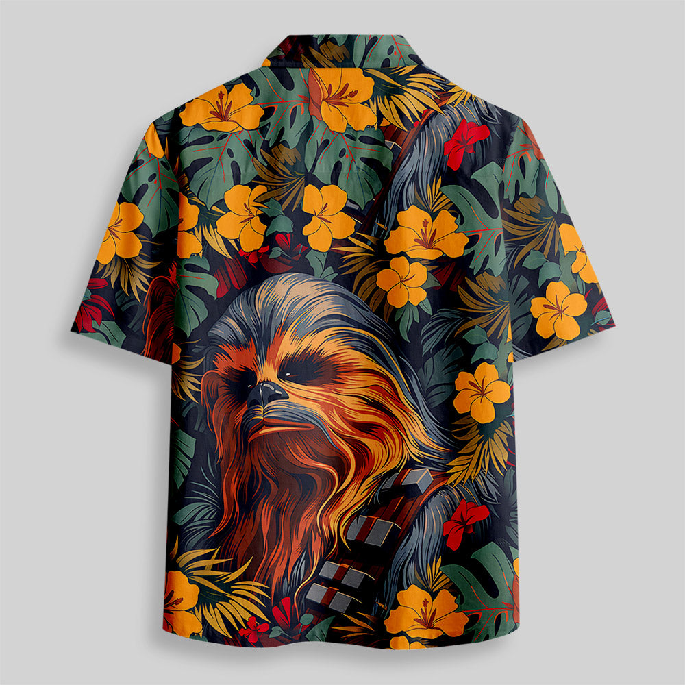 Chewbacca Flowers and Trees From Button Up Pocket Shirt