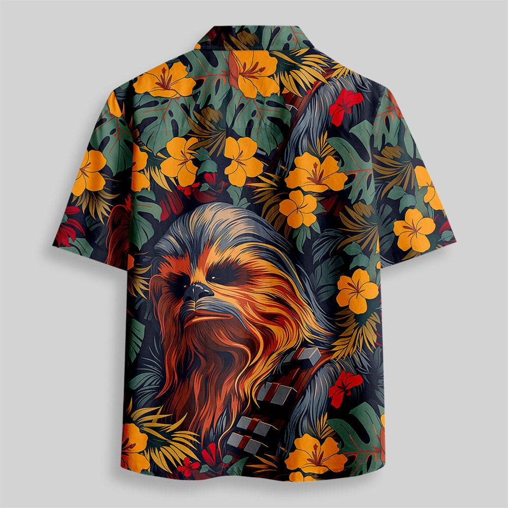 Chewbacca Flowers and Trees From Button Up Pocket Shirt