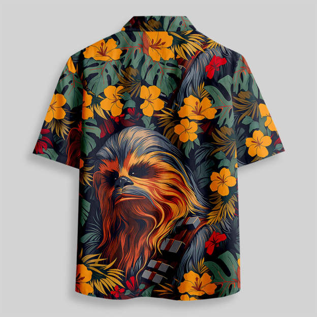 Chewbacca Flowers and Trees From Button Up Pocket Shirt