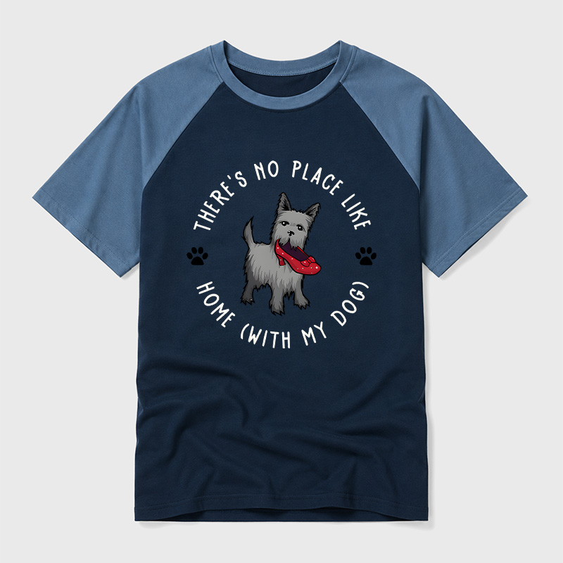 Home With My Dog Geek Retro Raglan T-Shirt