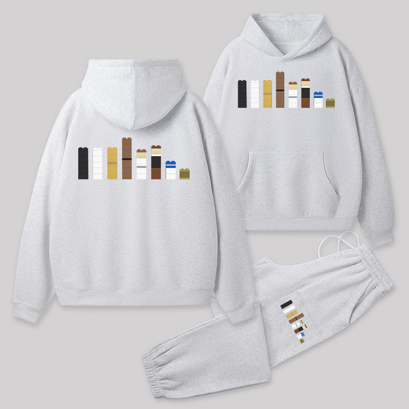 Building Blocks Front and Back Printed Geek Fleece Hoodie Set