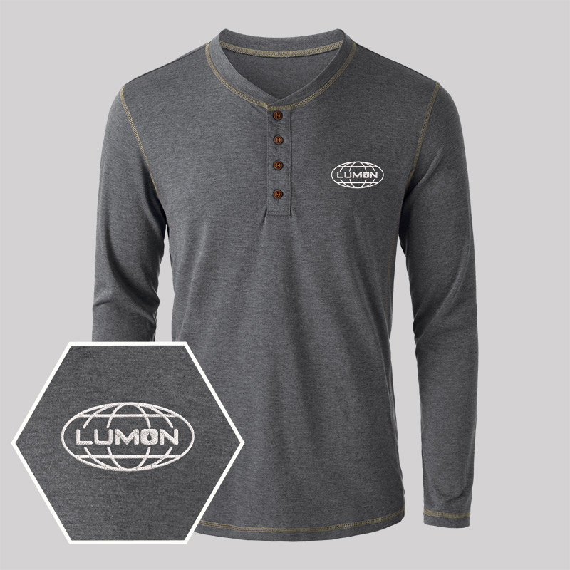 Lumon Embroidered Long Sleeve Henley Shirts