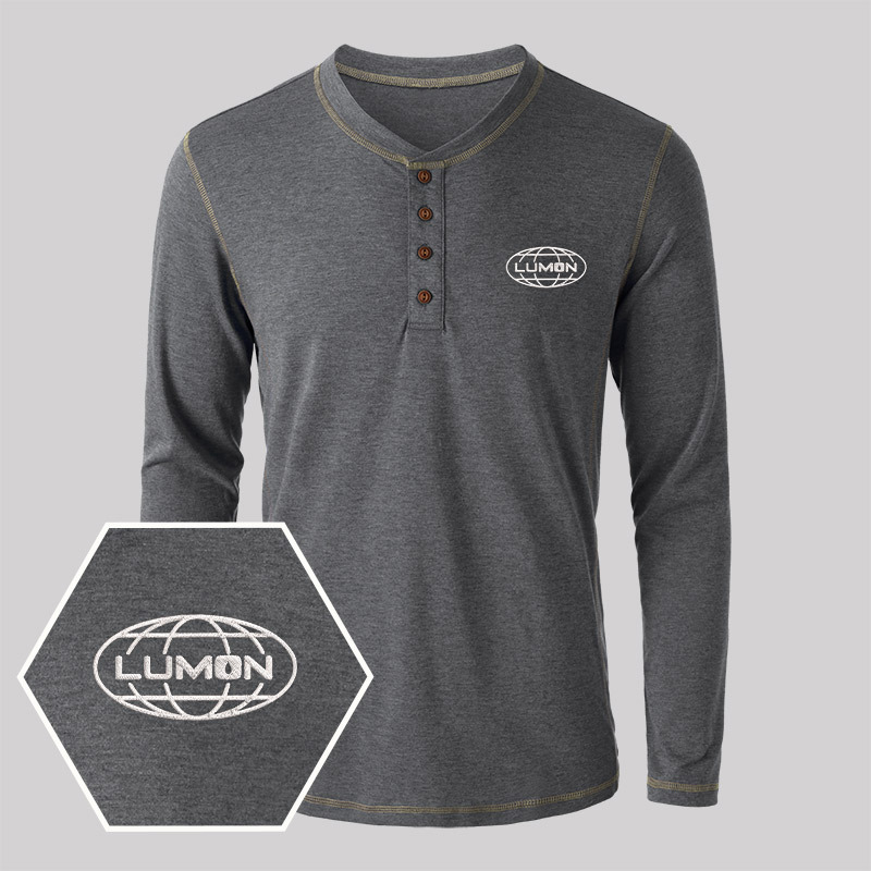 Lumon Embroidered Long Sleeve Henley Shirts